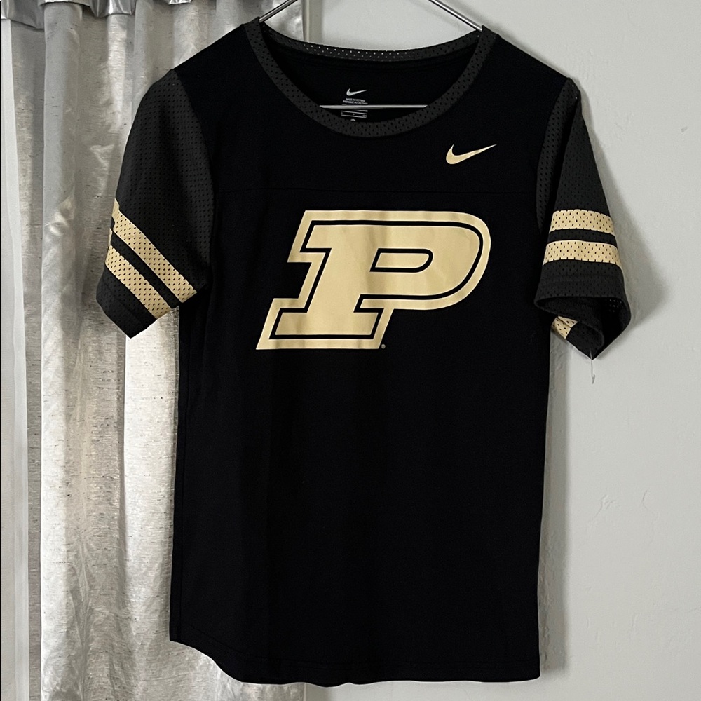 Nike Black Tee with Gold Purdue 'P' Logo